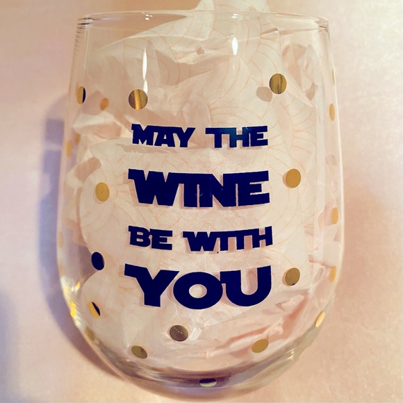 💛 🎉HP🎉 “May The Wine Be With You” Stemless Wine Glass - Picture 3 of 4